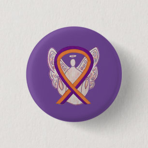 Orange & Orchid Angel Awareness Ribbon Custom Butt Button