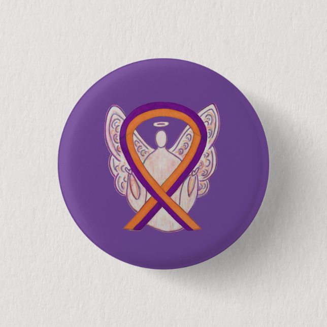 Orange & Orchid Angel Awareness Ribbon Custom Butt Button (Vorderseite)