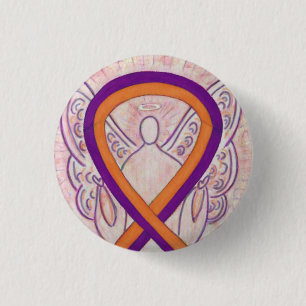 Orange & Orchid Angel Awareness Ribbon Custom Butt Button