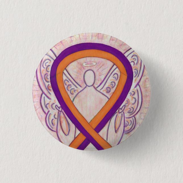 Orange & Orchid Angel Awareness Ribbon Custom Butt Button (Vorderseite)