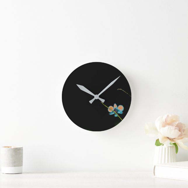 Orange Orchid Wall Clock Runde Wanduhr (Zuhause)