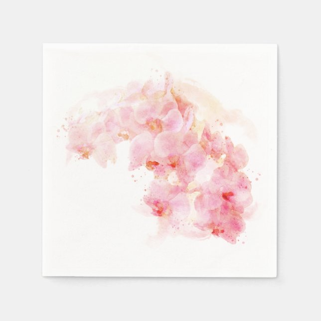 Orange Orchid Watercolor Blume Blumenzehen Serviette (Vorderseite)