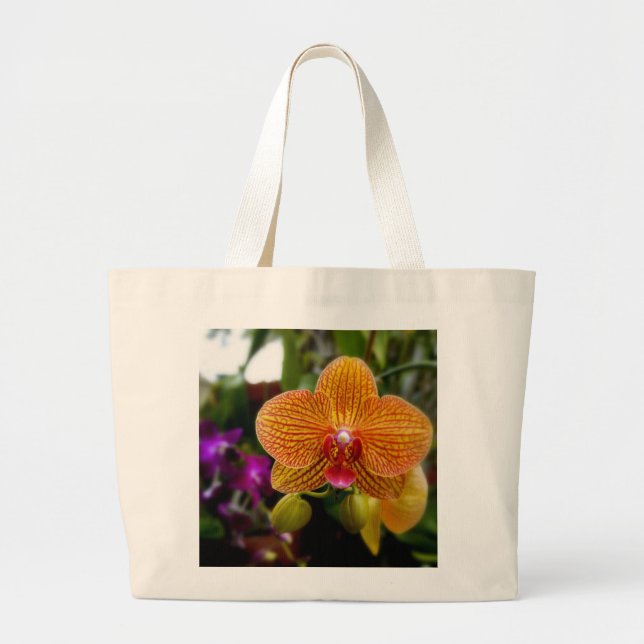 Orange Orchidee Jumbo Stoffbeutel (Vorne)