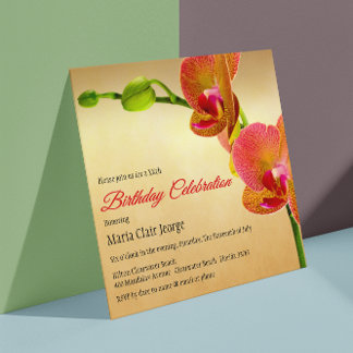 Orange Orchids Geburtstagsparty Einladung