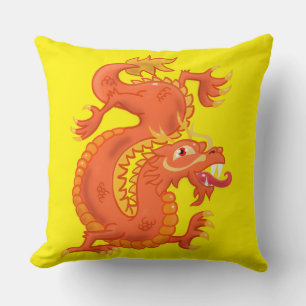 Orange Oriental Dragon Throw Kissen