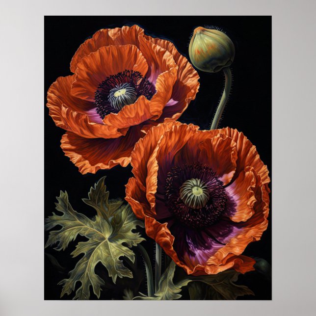 Orange Oriental Poppy Blume Art Print Poster (Vorne)