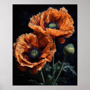 Orange Oriental Poppy Blume Art Print Poster