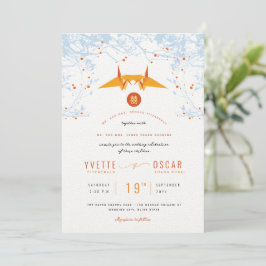 Orange Origami Cranes & Liebe Quote Wedding Einladung