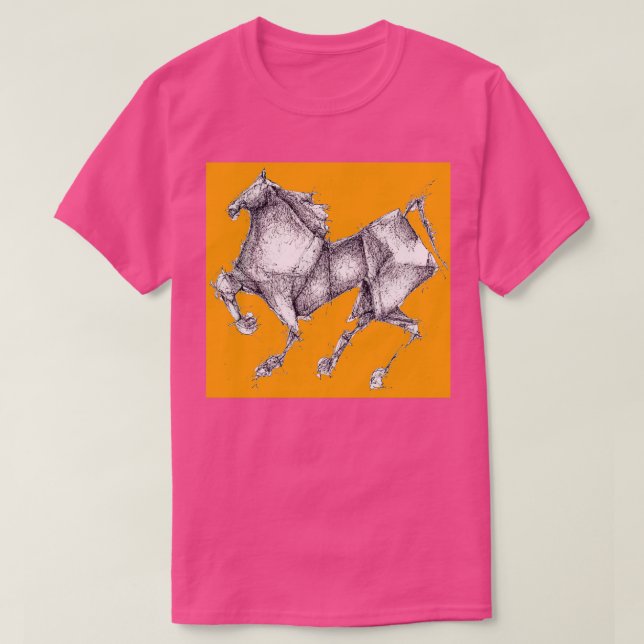 Orange Origami Horse T-Shirt (Design vorne)