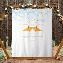 Orange Origami Paper Cranes Wedding Foto Backgroun