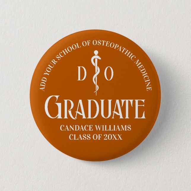 Orange Osteopathic Medical School Graduation Party Button (Vorderseite)