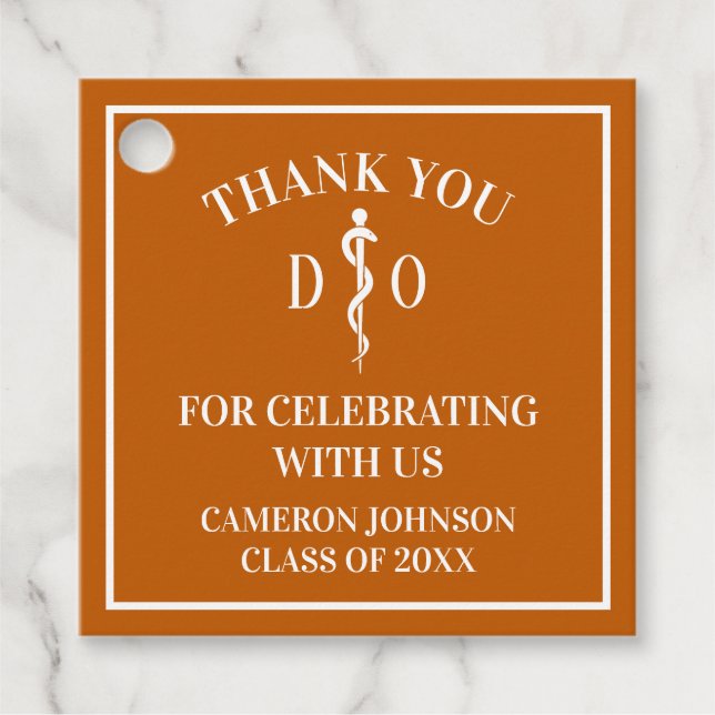 Orange Osteopathic Medical School Graduation Party Geschenkanhänger (Vorderseite)