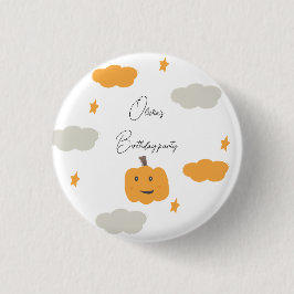 Orange Our Little Pumpkin Birthday Party Moon Star Button