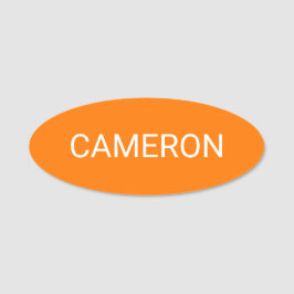 Orange Oval Name Tag Abzeichen Button oder Magnesi