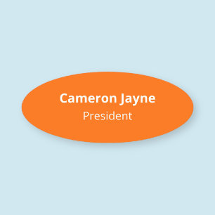 Orange-Oval-Nametag-Button oder Magnetic 3 inch, b Namensschild