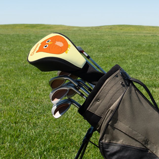 Orange Owl Design Golf Headcover (In SItu)