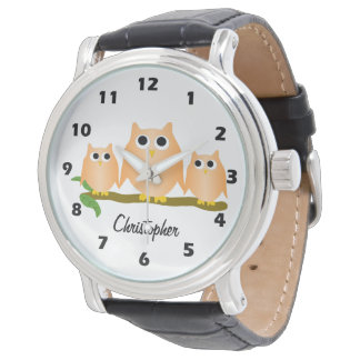 Orange Owl Design Personalisiert Armbanduhr