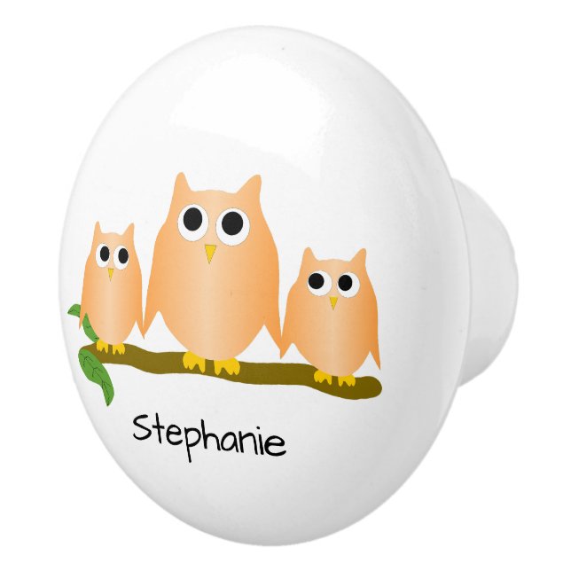 Orange Owl Design Personalisiert Keramikknauf (Rechts)