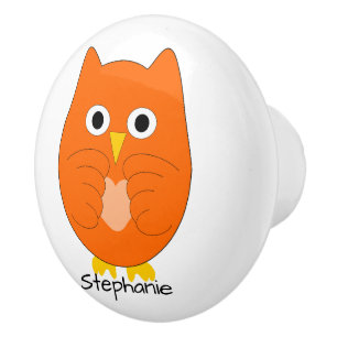 Orange Owl Design Personalisiert Keramikknauf