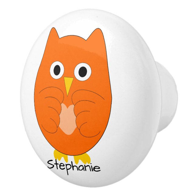 Orange Owl Design Personalisiert Keramikknauf (Rechts)