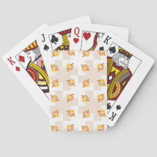 Orange Owl Illustration Pattern Spielkarten