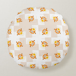 Orange Owl Illustrationsmuster Rundes Kissen
