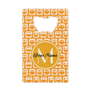 Orange Owls Custom Monogram Kreditkartenflaschenöffner