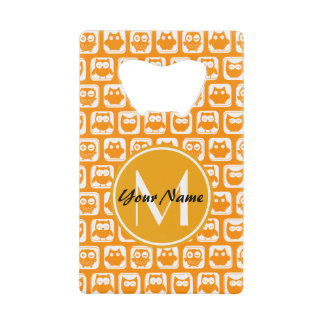 Orange Owls Custom Monogram Kreditkartenflaschenöffner