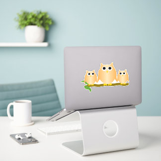 Orange Owls Design Aufkleber