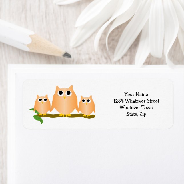 Orange Owls Design Return Address (Insitu)