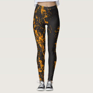Orange Paint Brush Spritzer Leggings