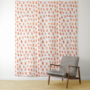 Orange Paint Dots Gold Dreiecke Muster Wandteppich