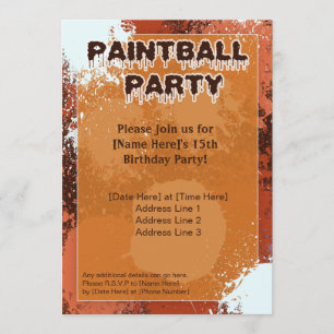 Orange Paintball Party Einladung