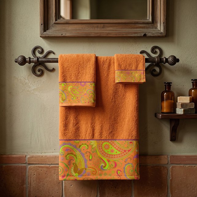 Orange Paisley Badhandtuch Set (Von Creator hochgeladen)