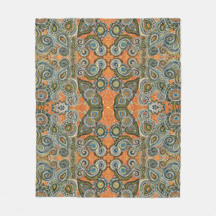orange Paisley-Decke Fleecedecke