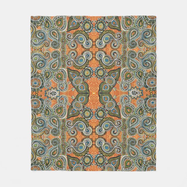 orange Paisley-Decke Fleecedecke (Vorderseite)