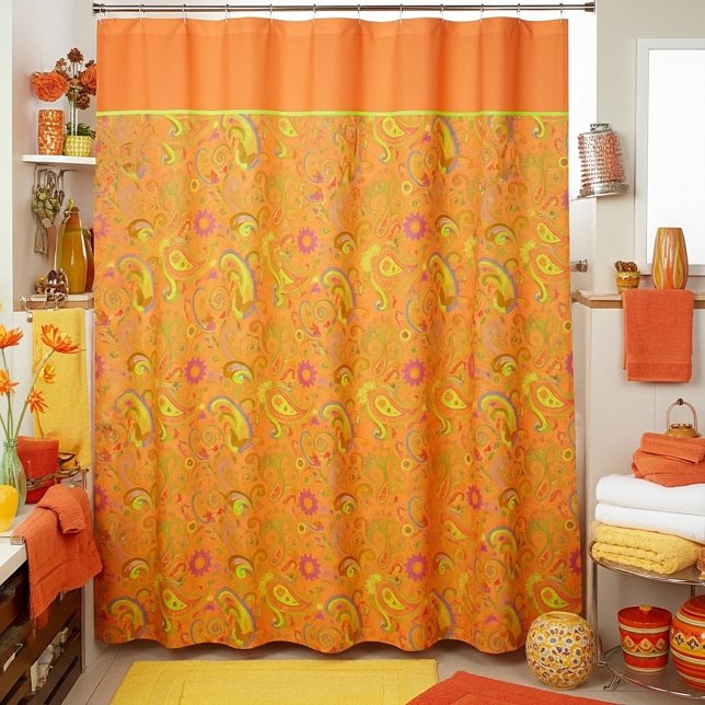Orange Paisley Duschvorhang (Von Creator hochgeladen)