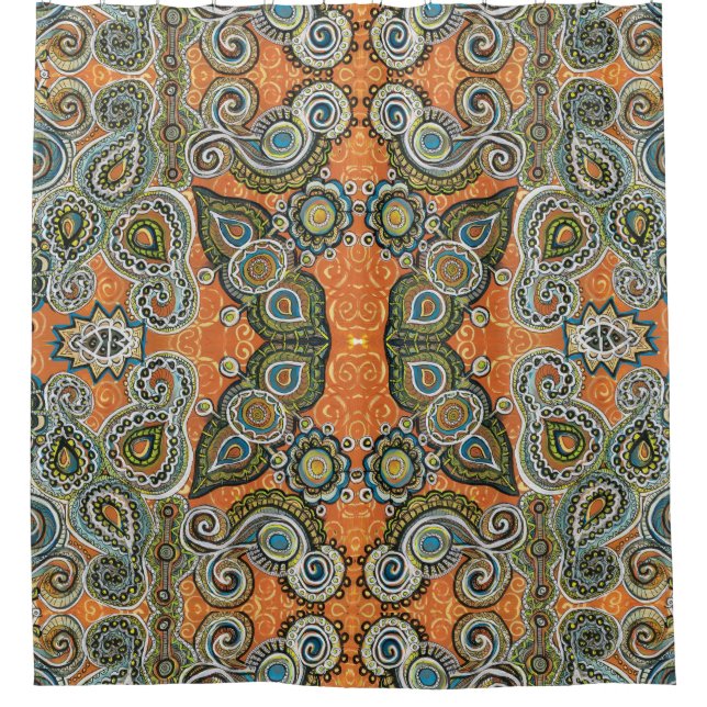 orange Paisley-Duschvorhang Duschvorhang (Vorderseite)