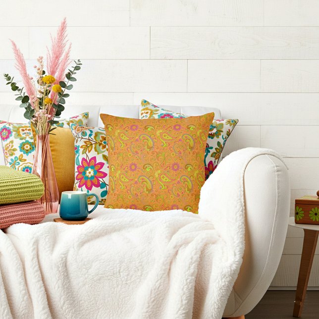 Orange Paisley Kissen (Von Creator hochgeladen)
