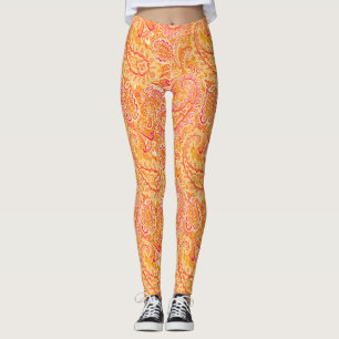 Orange Paisley Leggings