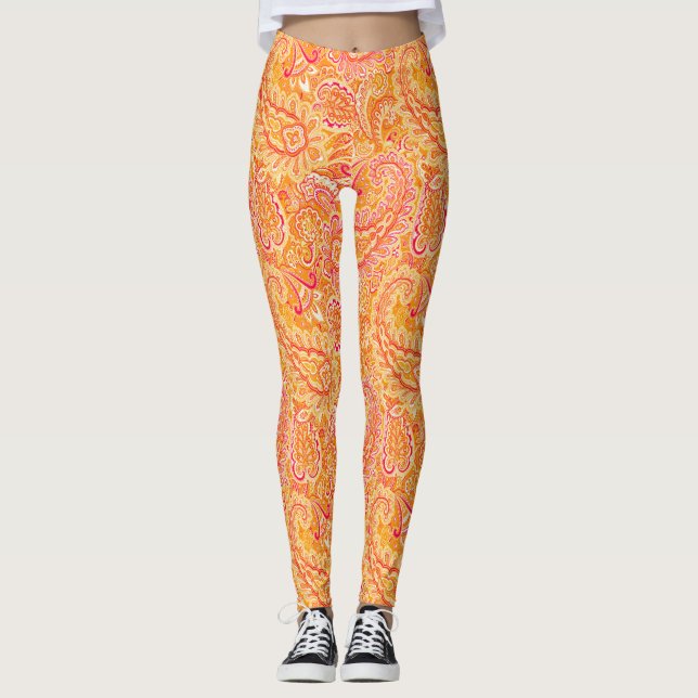 Orange Paisley Leggings (Vorderseite)