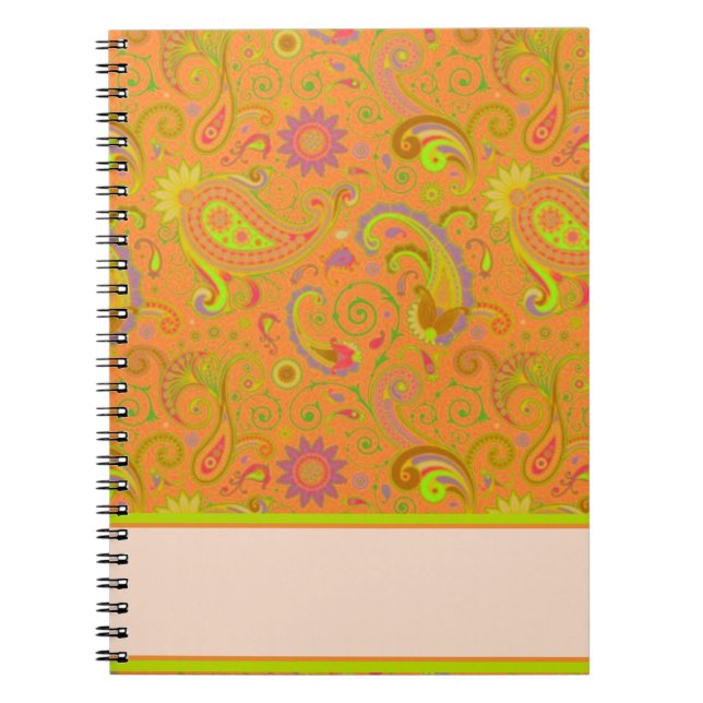 Orange Paisley Notizblock (Vorderseite)