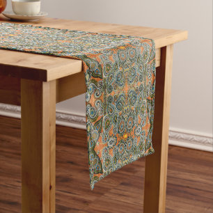 orange Paisley-Tabellenläufer Kurzer Tischläufer
