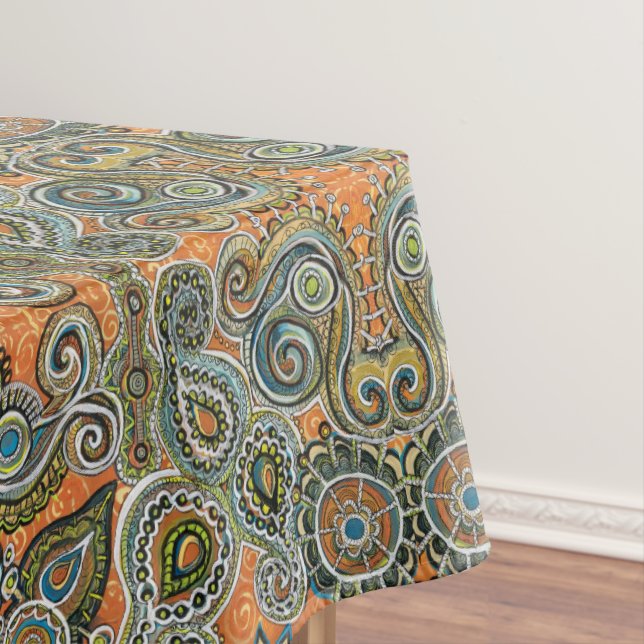orange Paisley-Tischdecke Tischdecke (Beispiel)