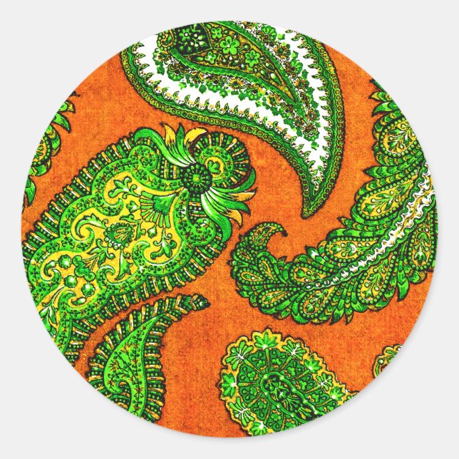 Orange Paisley Umschlag Aufkleber Sticker (Vorderseite)