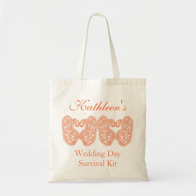 Orange Paisley Wedday Survival Kit Tasche (Vorne)