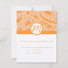 Orange Paisley Wedding Response Cards RSVP Karte