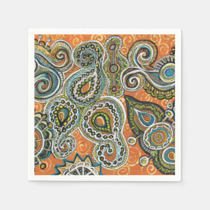 orange Paisleypapierserviette Serviette