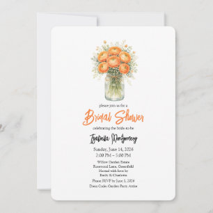 Orange-Palette-Ranunculus-Mason-Glas-Braut-Shower Einladung