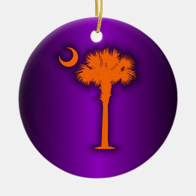 Orange Palmetto Keramik Ornament (Vorne)